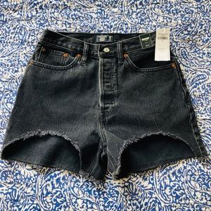 NWT! A&F Black, High Rise, Button Fly, Jean Shorts